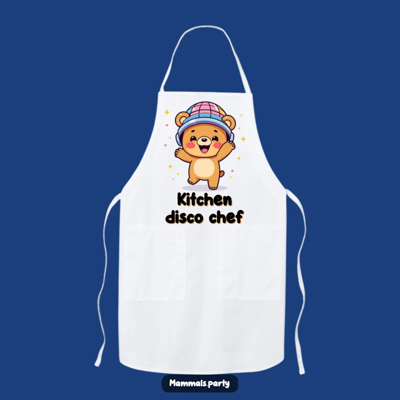 Funny Disco Bear Apron - Happy Dancing Yogi, Kitchen Fun Funny Gift