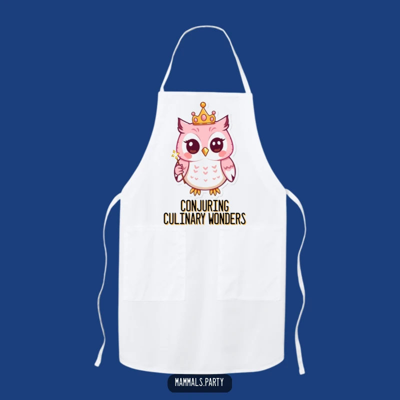 Funny Kawaii Owl Apron: Cook with Magic with a Royal Owl