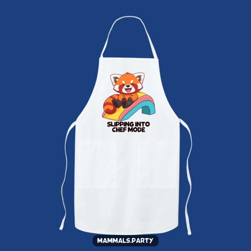 Funny Red Panda Rainbow Slide Apron - Giggling Chef's Kitchen Gift