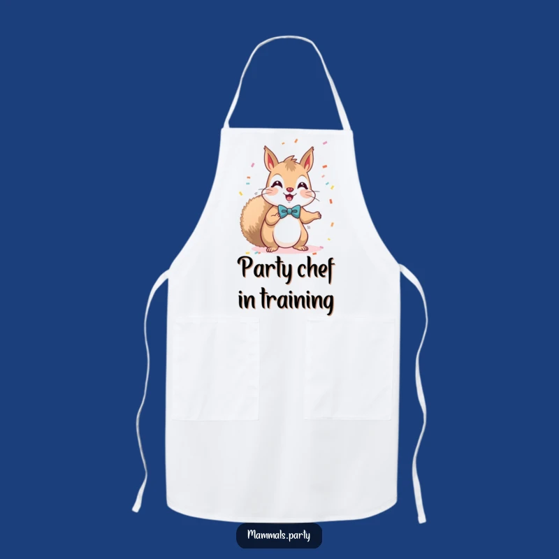 Chef's Funny Kawaii Squirrel Bow Tie Confetti Apron - Kitchen Party Fun