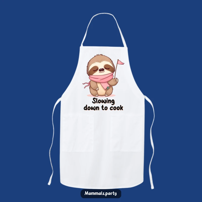 Funny Sleepy Sloth Party Apron - Waving Flag, Kitchen Relaxation Gift