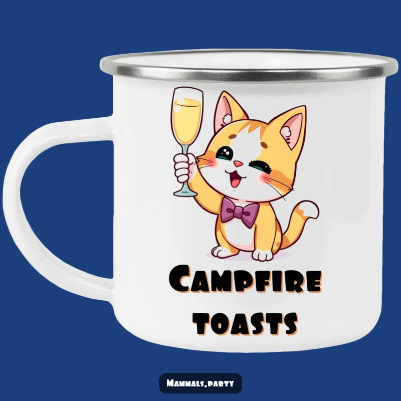 Funny Cat Camping Mug - Bow Tie Toast Adventure, Hilarious Gift