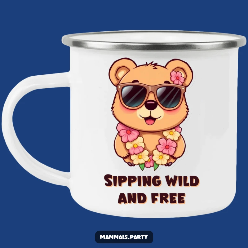 Funny Bear Sunglasses Camping Mug: Durable & Hilarious Outdoor Gear Gift
