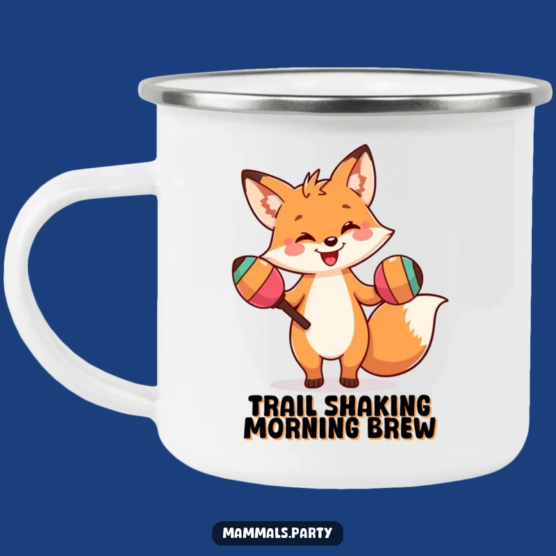 Funny Fox Dance Camping Mug: Adventure Fuel with a Silly Maraca Fox