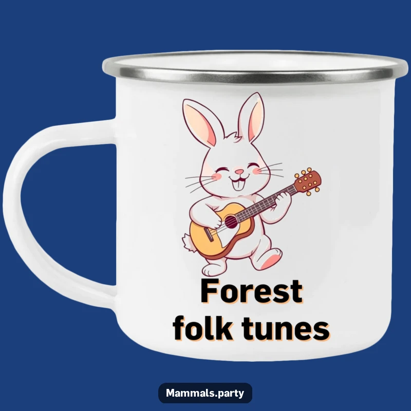 Funny Guitar Rabbit Camping Mug: Campfire Melodies, Hilarious Outdoor Gear