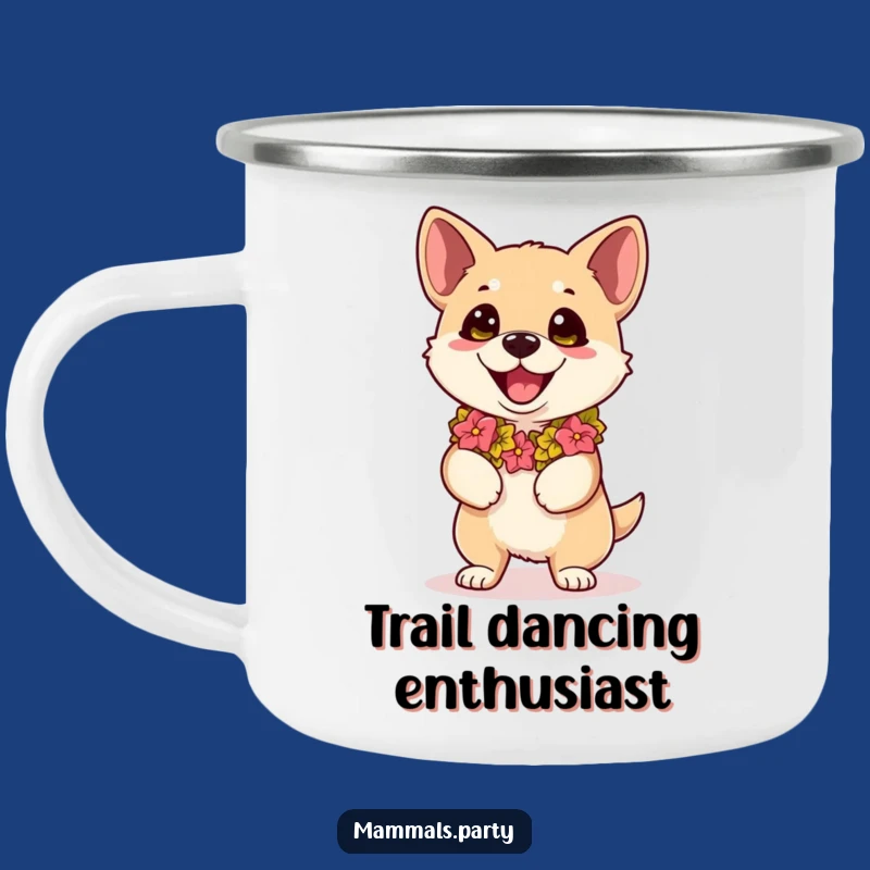 Funny Kawaii Dog Lei Camping Mug, Hilarious Outdoor Dance Companion