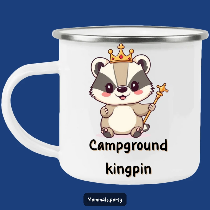 Funny Royal Badger Campfire Mug: Hilarious Regal Gear for Outdoors