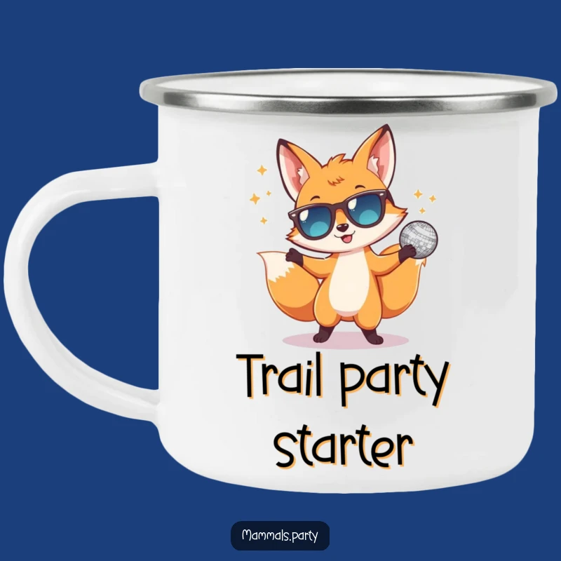 Funny Disco Fox Camping Mug: Trail Mix & Tunes, Hilarious Outdoor Gear