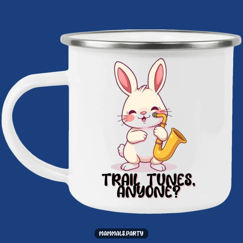 Funny Jazz Rabbit Campfire Mug: Hilarious Musical Gear for Outdoors