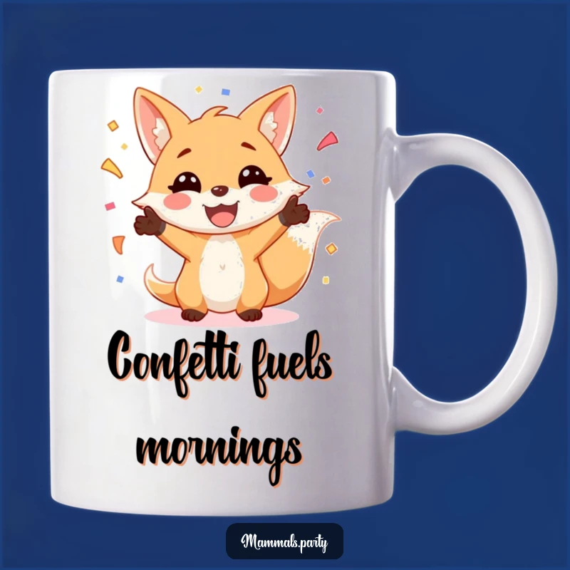Funny Fox Juggling Confetti Mug: Festive and Hilarious Gift for Party Lovers
