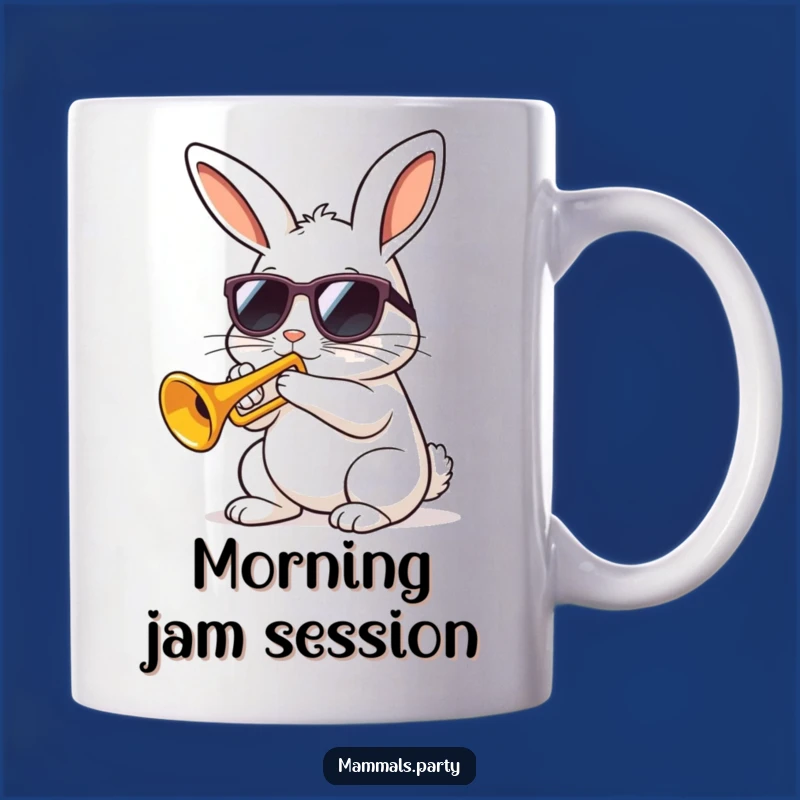 Funny Kawaii Rabbit Trumpet Mug, Hilarious Jazz Bunny Gift for Music Lovers