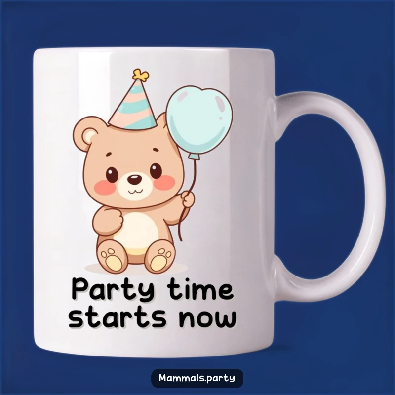 Funny Bear Cub Party Mug - Cute Cartoon Bear Gift for Birthday Celebrations