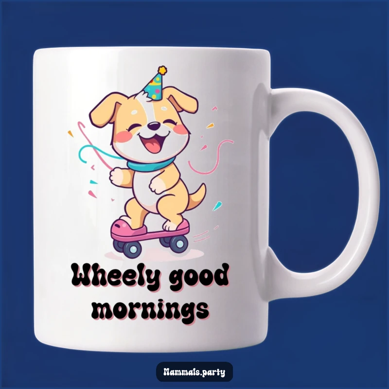 Funny Dog Roller Skate Mug - Delighted Party Streamer Fun, Hilarious Gift Idea