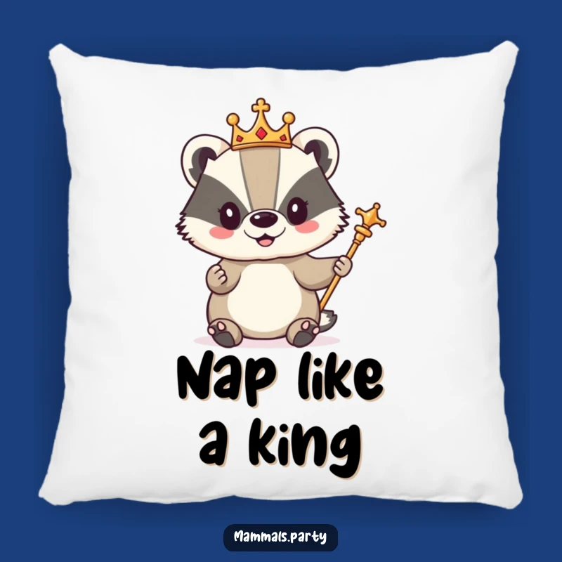 Funny Royal Badger Comfort Pillow: A Soft and Regal Accent for Cozy Thrones