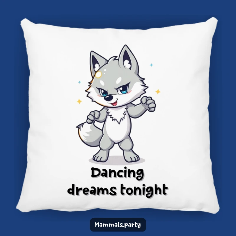 Funny Wolf Disco Pillow: Determined Dancer for Comfy Fun