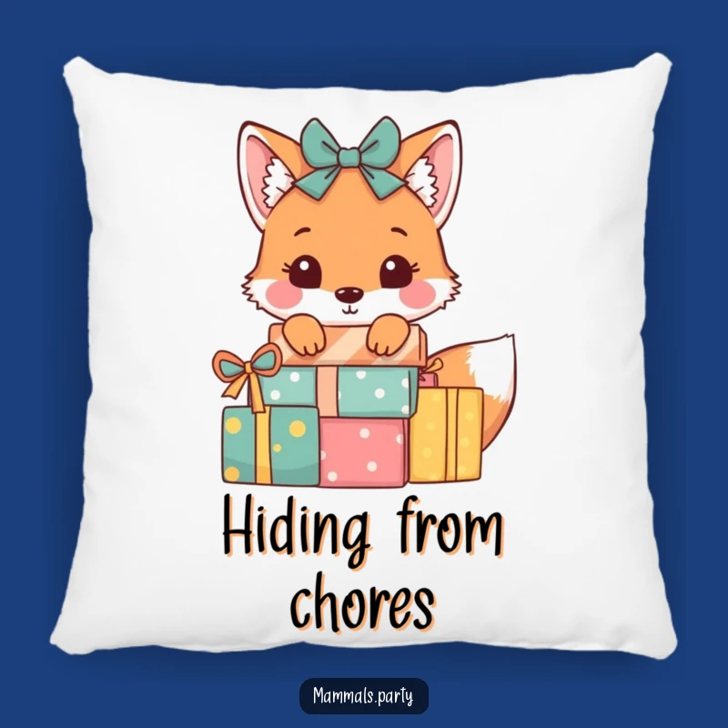 Funny Fox Present Pillow: Cuddle Up with Playful Fox Charm