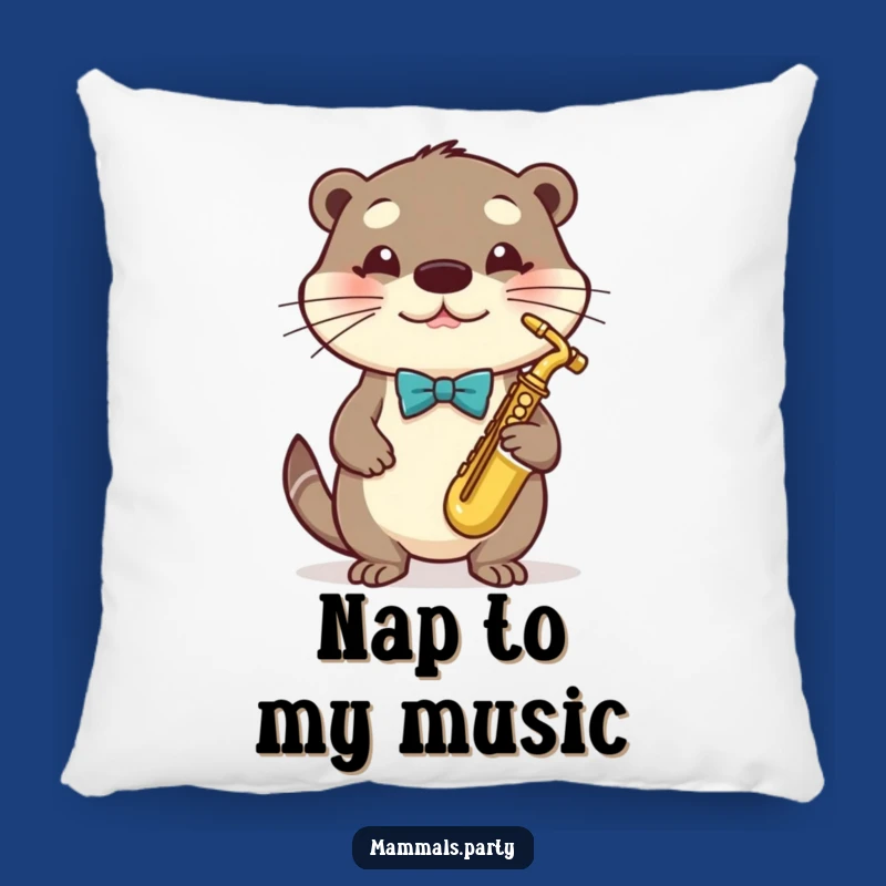 Funny Otter Sax Pillow - Cozy Musician Otter Cushion, Adorable Humorous Gift
