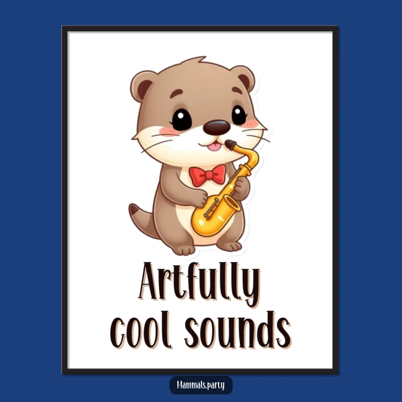 Funny Otter Saxophone Digital Art, Jazzy Decor Print, Humorous Music Gift, Funny Gift