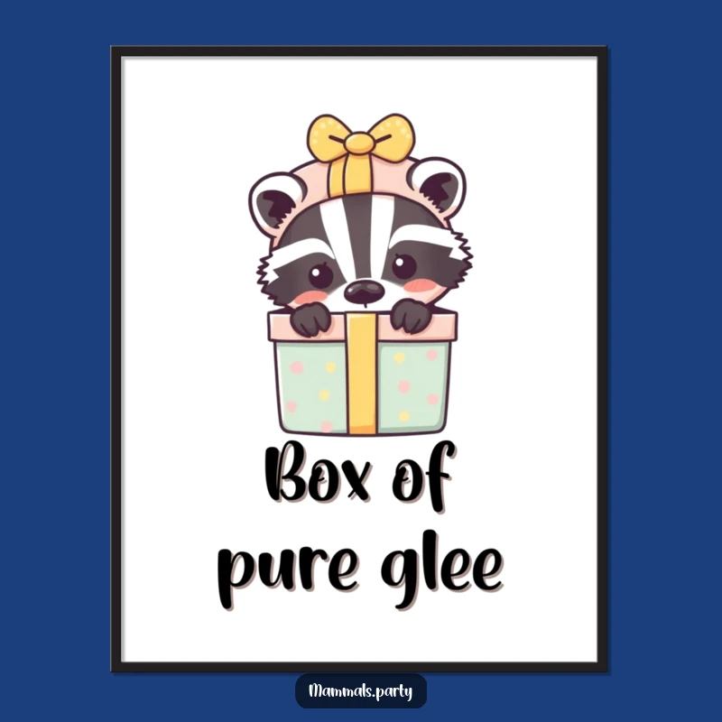 Instant Playfulness: Funny Badger Gift Box Digital Art Print