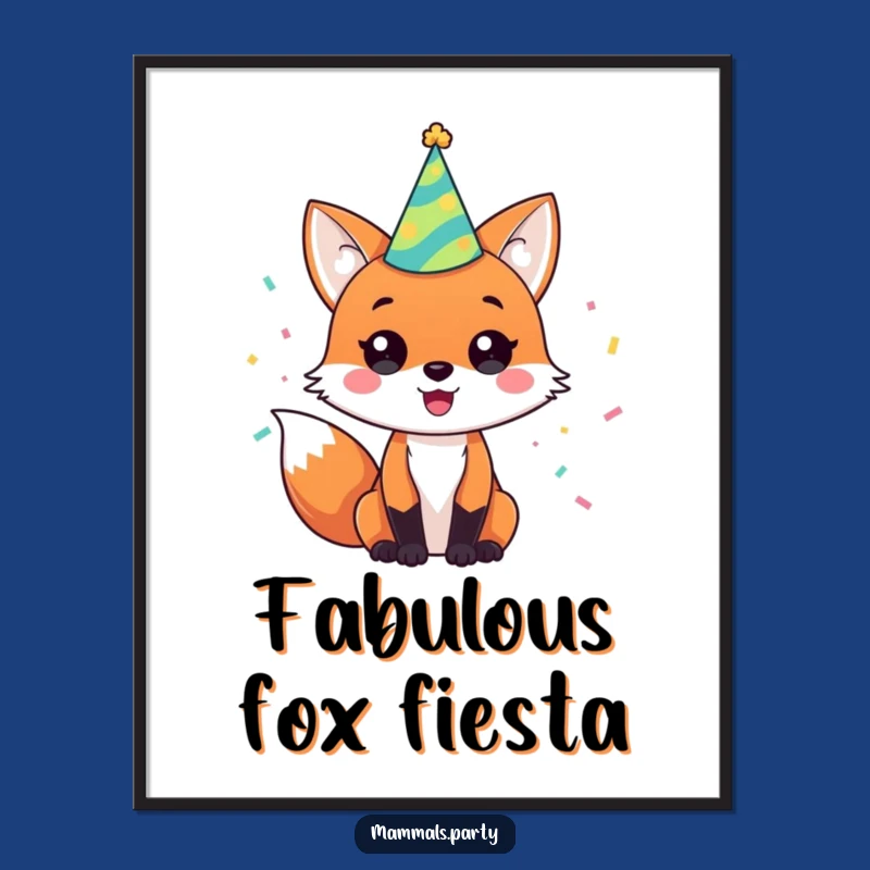 Funny Fox Party Digital Art: Hilarious Printable for Instant Festive Decor