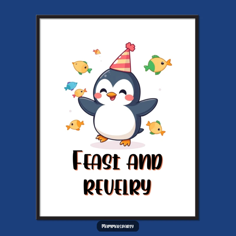 Funny Penguin Juggling Digital Art - Cheerful Party Fish, Whimsical Decor Funny Gift