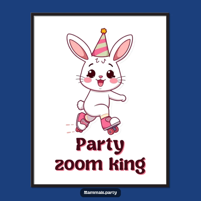 Funny Bunny Roller Skating Digital Art: Instant Cheerful Decor for Walls