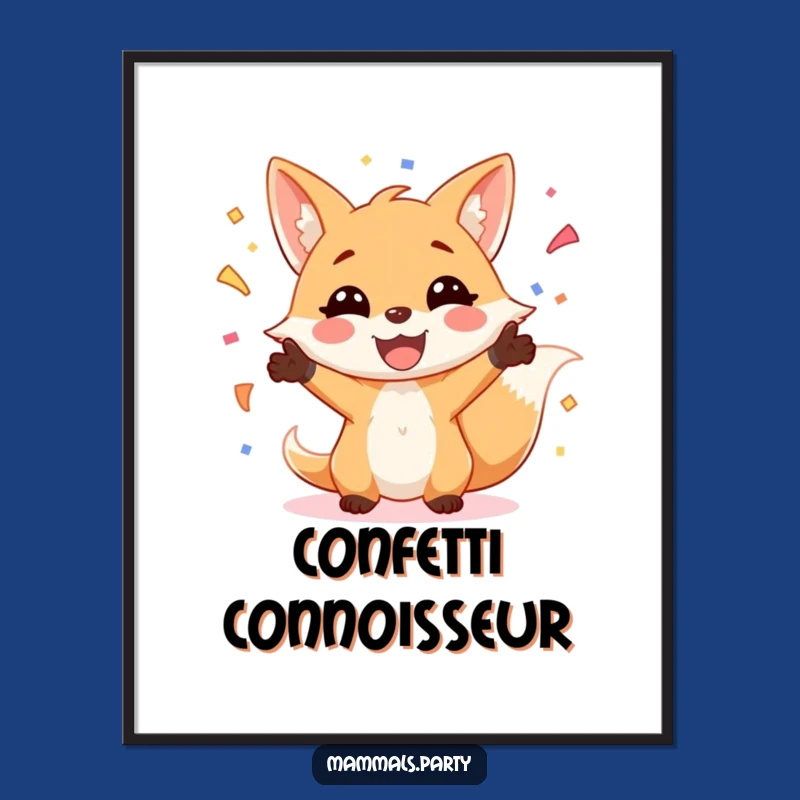 Funny Fox Juggling Confetti Digital Art: Instant Festive Decor for Walls