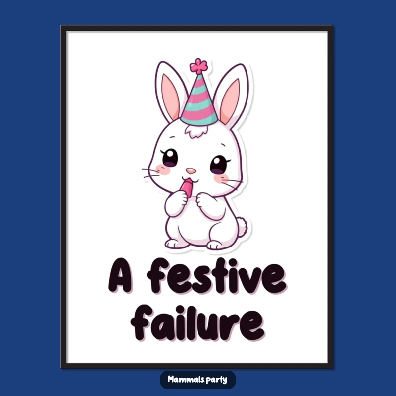 Funny Kawaii Bunny Party Digital Art: Instant Festive Decor