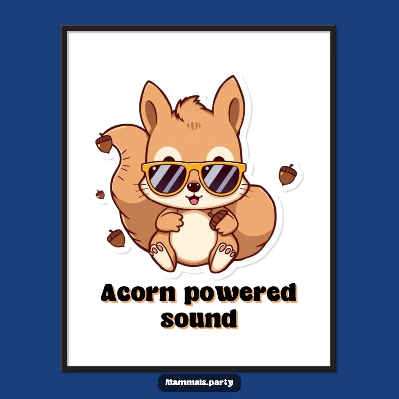 Funny Kawaii Squirrel DJ Digital Art: Acorn Beats Decor, Hilarious Instant Gift