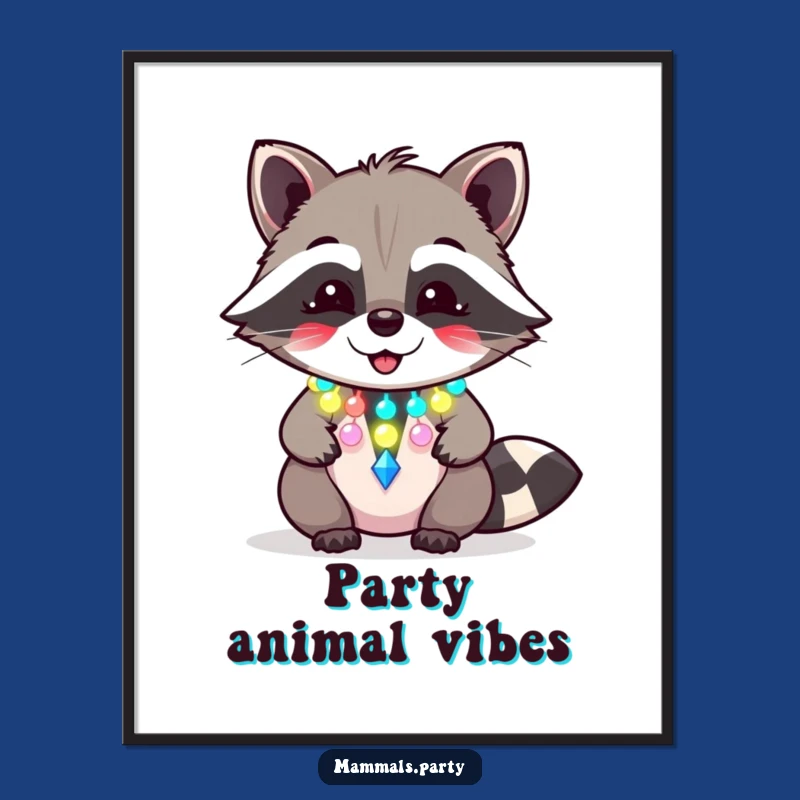 Funny Raccoon Party Digital Art: Giggling Rager, Hilarious Decor