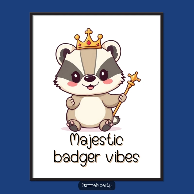 Funny Royal Badger Digital Art: Hilarious Printable for Regal Wall Decor