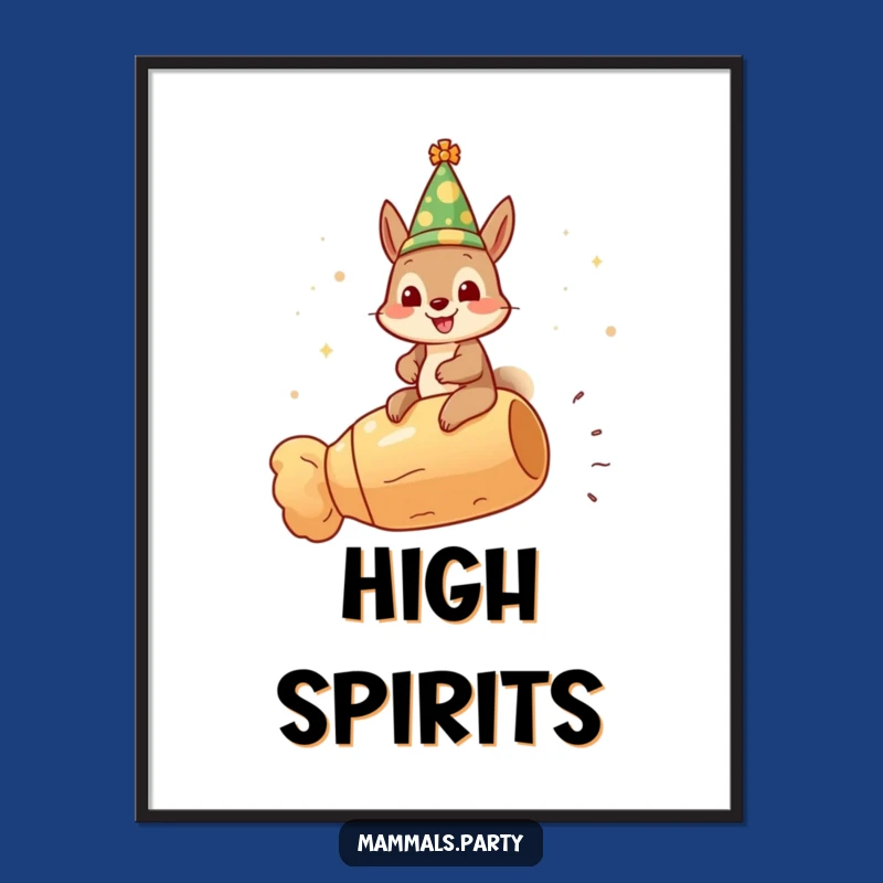 Funny Squirrel Celebration Digital Art, Festive Downloadable Decor, Perfect Gift