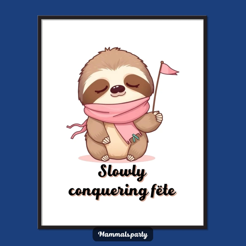 Instant Relaxation: Funny Sleepy Sloth Digital Art Print Gift