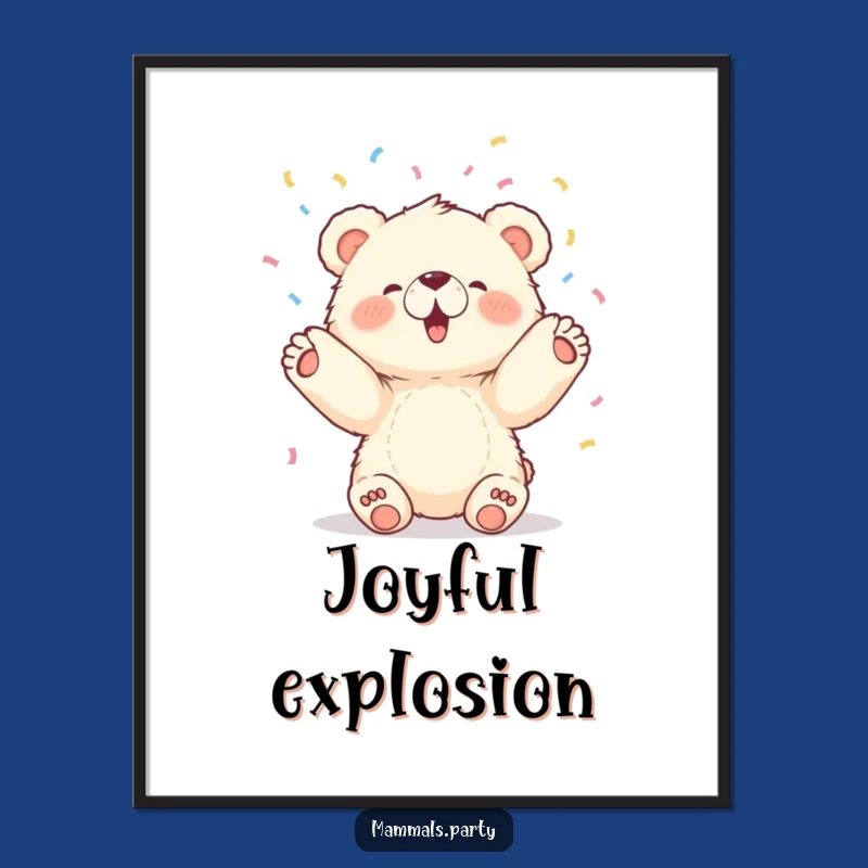 Funny Bear Cub Digital Art: Confetti Toss - Instant Joyful Decor Gift
