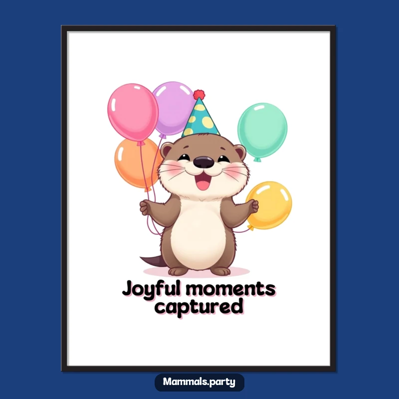 Funny Otter Party Digital Art: Instant Joy with Juggling Animal Wall Decor