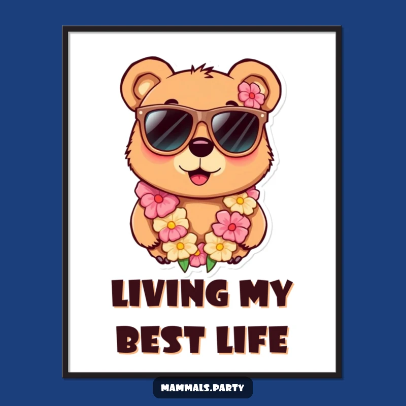 Funny Bear Sunglasses Digital Print: Instant Hilarious Decor, Perfect Gift