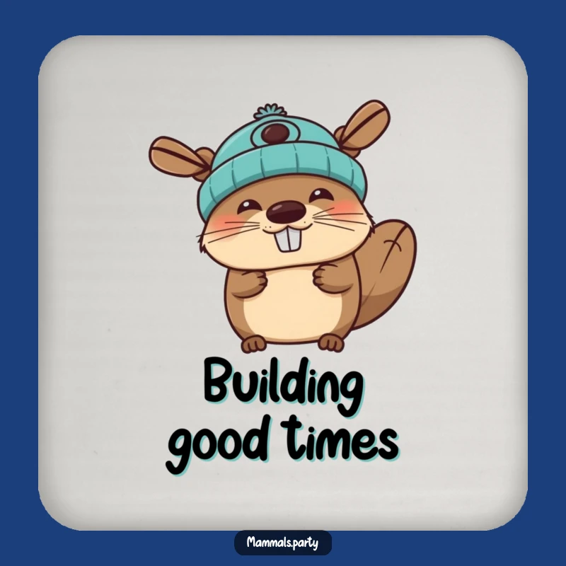 Funny Beaver Coaster: Propeller Beanie Joy Protects Surfaces