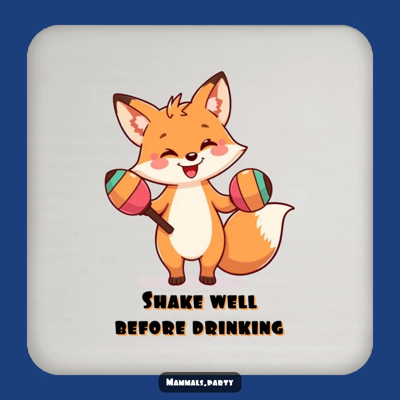 Funny Fox Dance Drink Coaster: Protect Surfaces with a Silly Maraca Fox