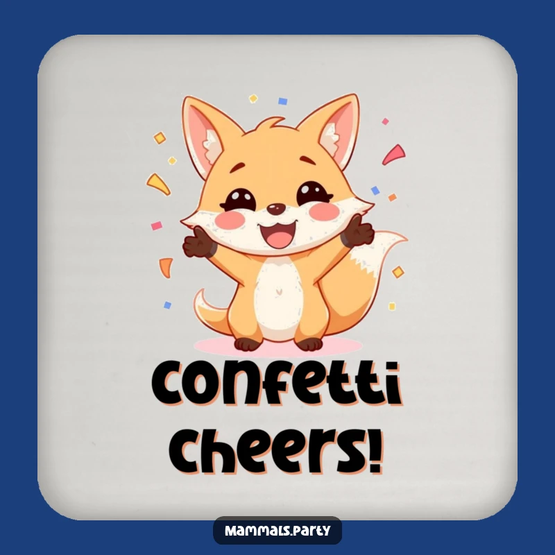 Funny Fox Juggling Confetti Coaster Set: Hilarious Protection for Festive Tables