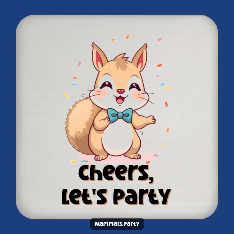 Funny Kawaii Squirrel Bow Tie Confetti Coaster Set - Protect Surface Fun