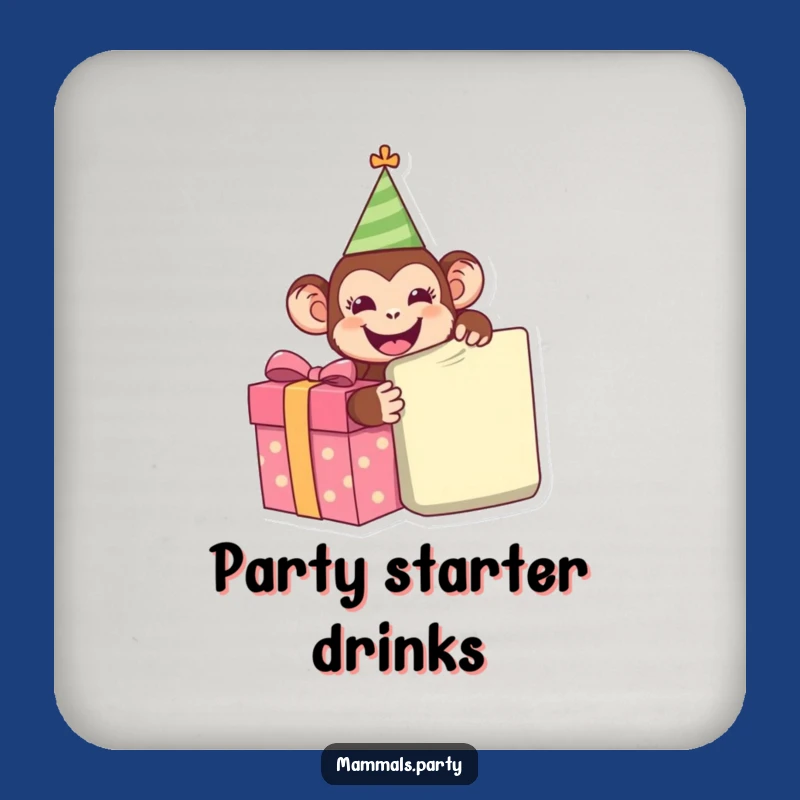 Funny Monkey Drink Coaster - Happy Present Unwrapping Protection, Hilarious Gift