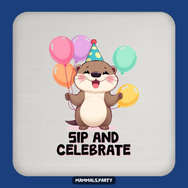 Funny Otter Party Drink Coaster: Protect Surfaces with Juggling Animal Style
