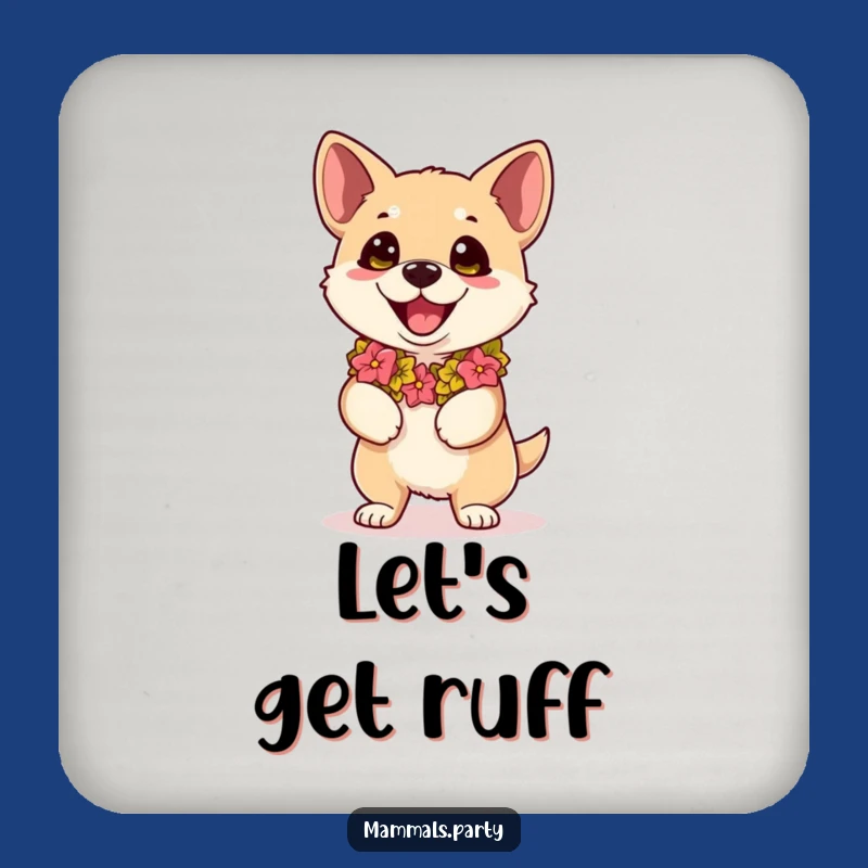 Funny Kawaii Dog Lei Coaster, Hilarious Hawaiian Protection for Surfaces