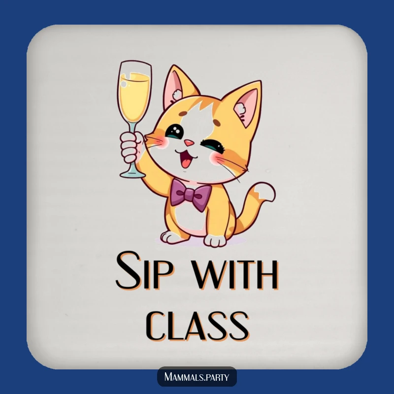 Funny Cat Drink Coaster - Curious Champagne Toast Protection, Hilarious Gift