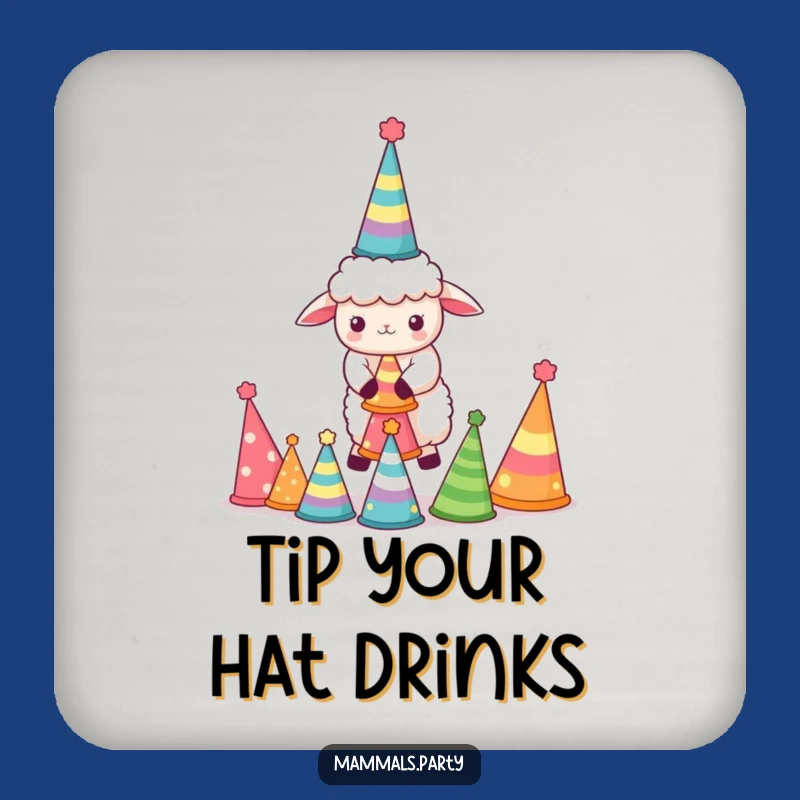 Funny Sheep Coaster Set: Kawaii Party Hat Balancer, Festive Decor Gift