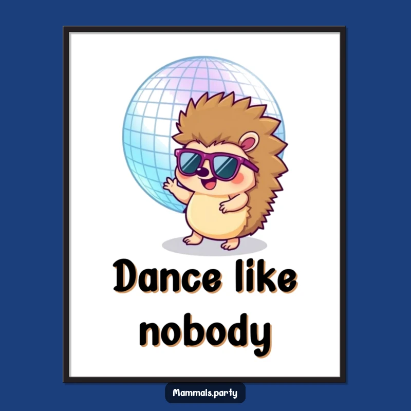 Funny Hedgehog Disco Poster: Retro Dance Vibes for Your Wall Art