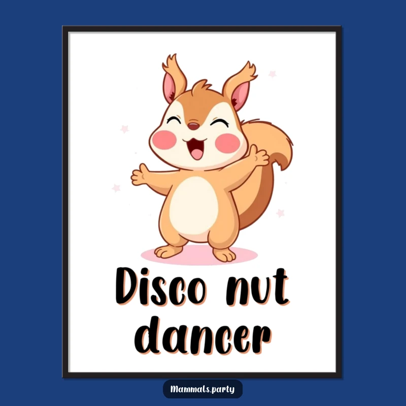 Funny Squirrel Disco Dancing Poster: Vibrant Wall Art for Groovy Decor