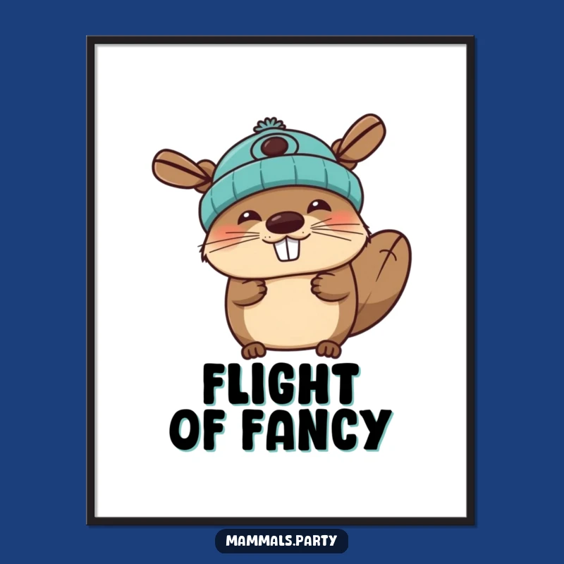 Funny Beaver Poster: Propeller Beanie Joy, Hilarious Wall Art