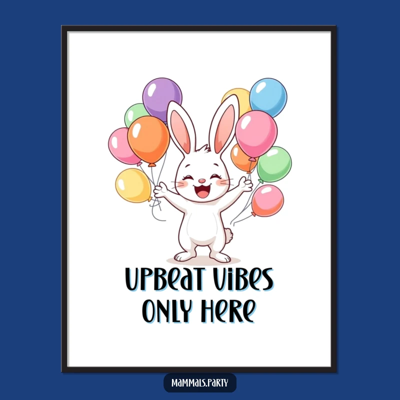 Funny Bunny Juggling Poster: Vibrant Art of a Balloon-Tossing Rabbit