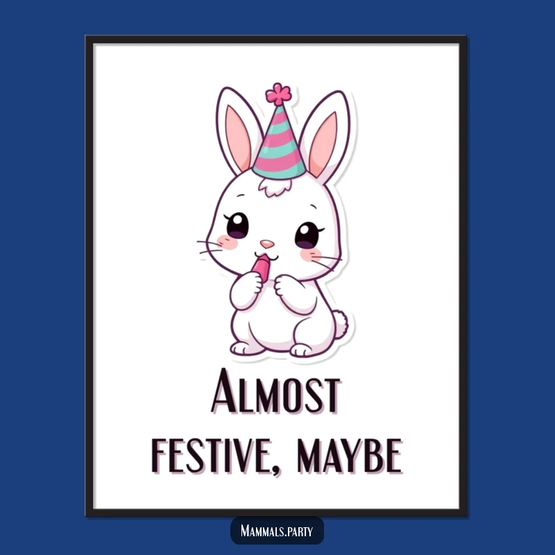 Funny Kawaii Bunny Party Poster: Cheerful Wall Art for Festive Spaces